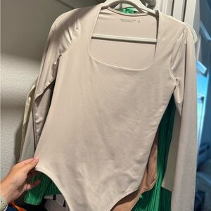 Women's Cream Long Sleeve Bodysuit